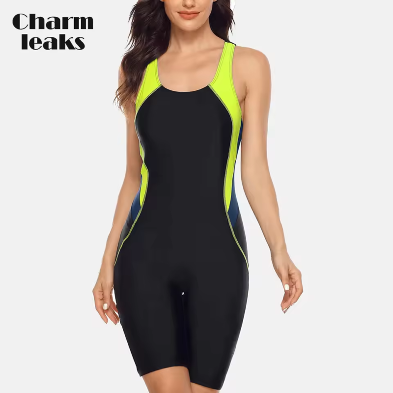 Charmleaks Women‘s One Piece Pro Sports Swimwear Athlete Sports Swimsuit Boyleg Beach Wear Colorblock Racerback Bathing Suits - Image 5