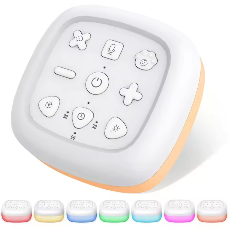 Wireless White Noise Machine Portable Sound Machine 30 Sounds Sleeping Aid Relax,7 Colour Baby Night Light with 3min Recording
