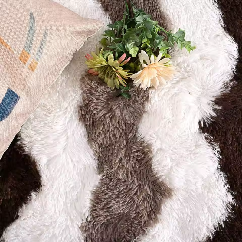 Soft Shaggy Rugs Plush Area Rugs for Living Room Bedroom Fluffy Carpets Home Decor,5x8ft,Stripe Brown - Image 6