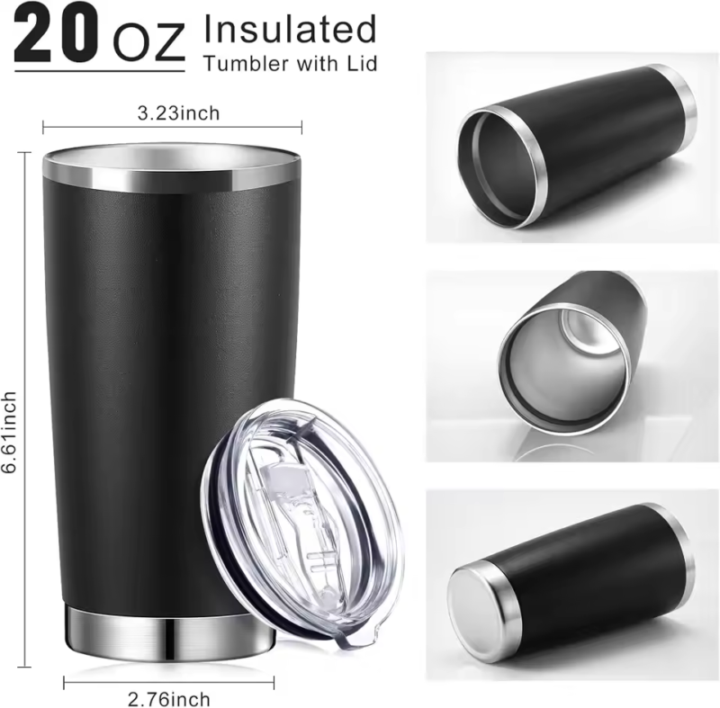 Stainless Steel Insulated Tumbler Set 72pcs Bulk 20oz Double Wall Vacuum Cup Lid Straw Hole Home Office Travel Mug Gift Birthday - Image 5