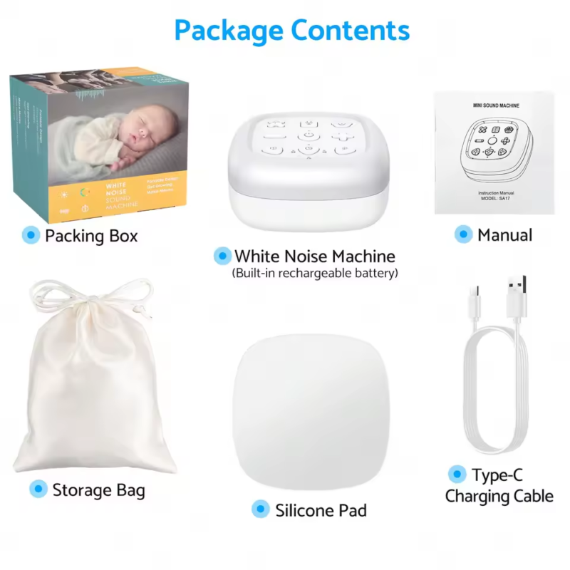 Wireless White Noise Machine Portable Sound Machine 30 Sounds Sleeping Aid Relax,7 Colour Baby Night Light with 3min Recording - Image 4