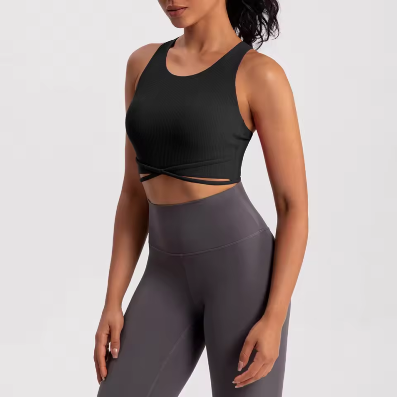 Yoga Tank Top Ribbed Fitness Yoga Underwear Women's Sports Bra Push Up Fitness Bra Running Gym Fitness Tops - Image 7